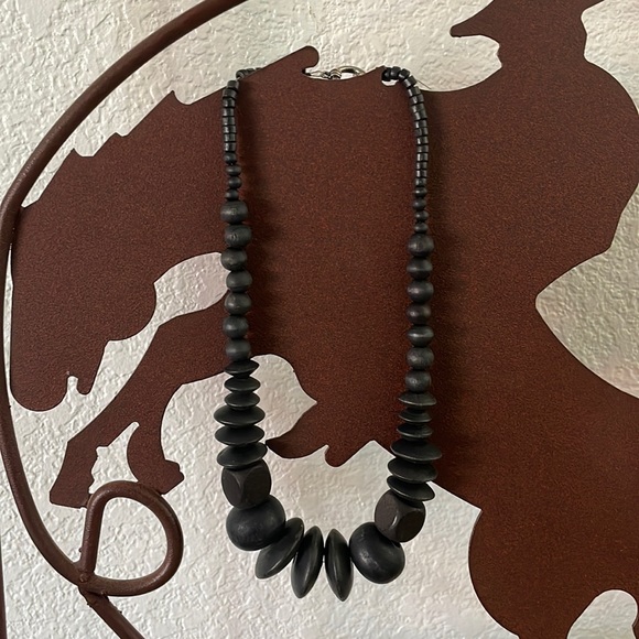 Jewelry - Black Wood Chunk Beaded Necklace